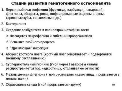 Острый остеомиелит признаки