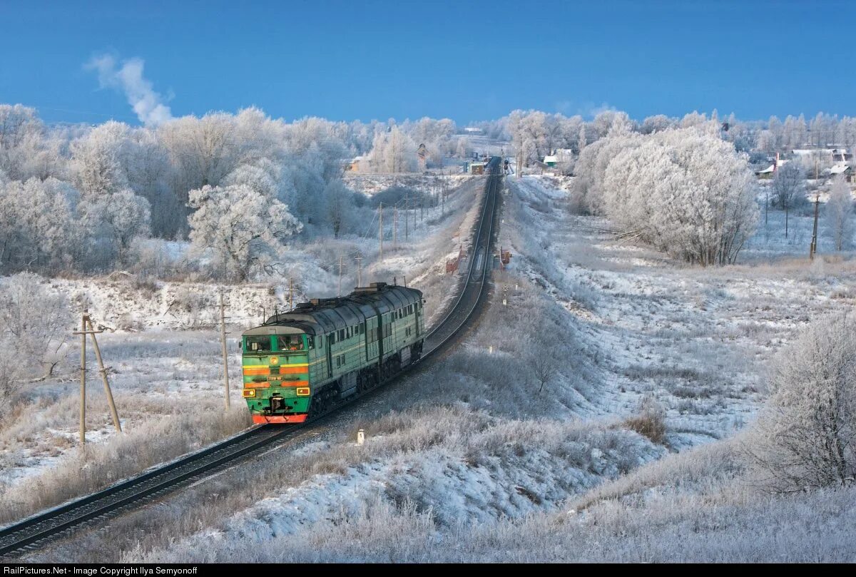 Тепловоз Тверь. Тепловоз зимой. Фото поездов в высоком качестве. 2тэ116 в снегу.