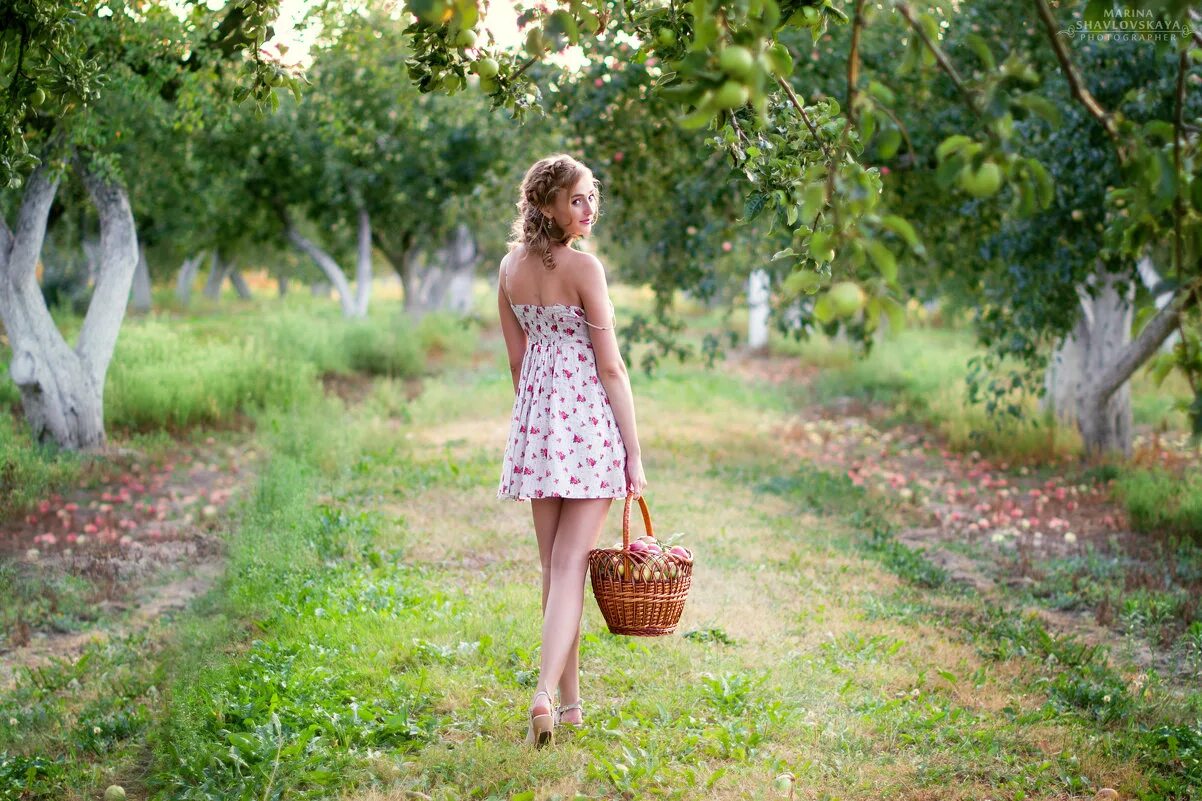 фотосессия в яблочном саду. 40 летние красотки. август 18 женщина. петровские смотрины невест. фото kaleesy stefani.
