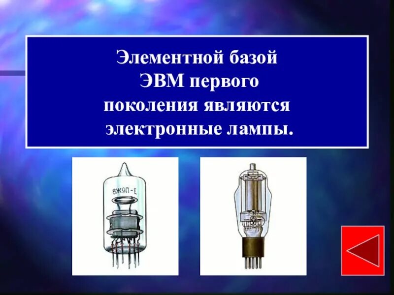 Основной элементной. Элементная база — электронные лампы. ЭВМ. Элементарная база 1 поколения ЭВМ. Элементная база поколения первое поколение ЭВМ. Элементная база 1 поколения лампа.