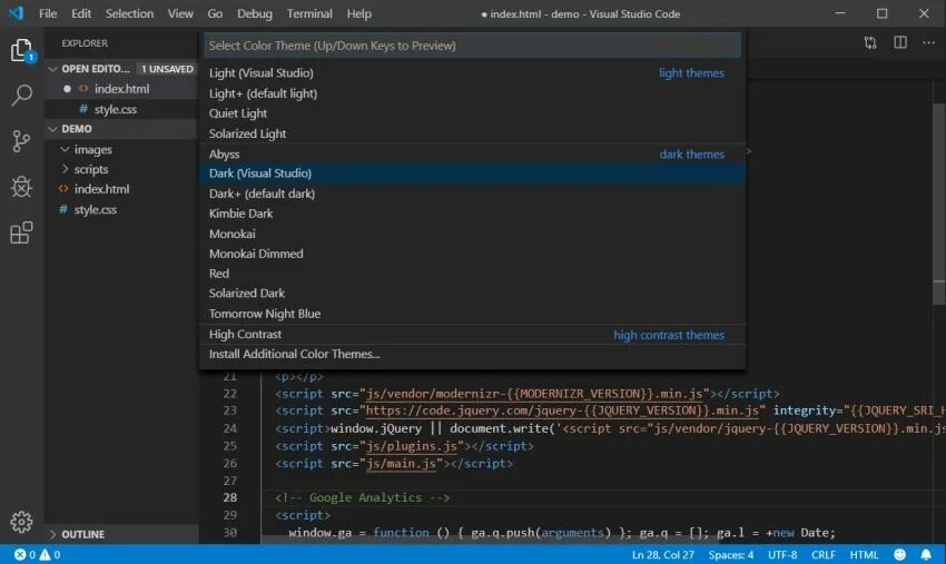 Light theme dark theme. Visual Studio code темная тема. Темы для Visual Studio. Цветовые темы для Visual Studio code. Темы vs code.