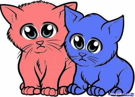 Как нарисовать 2 котенка
