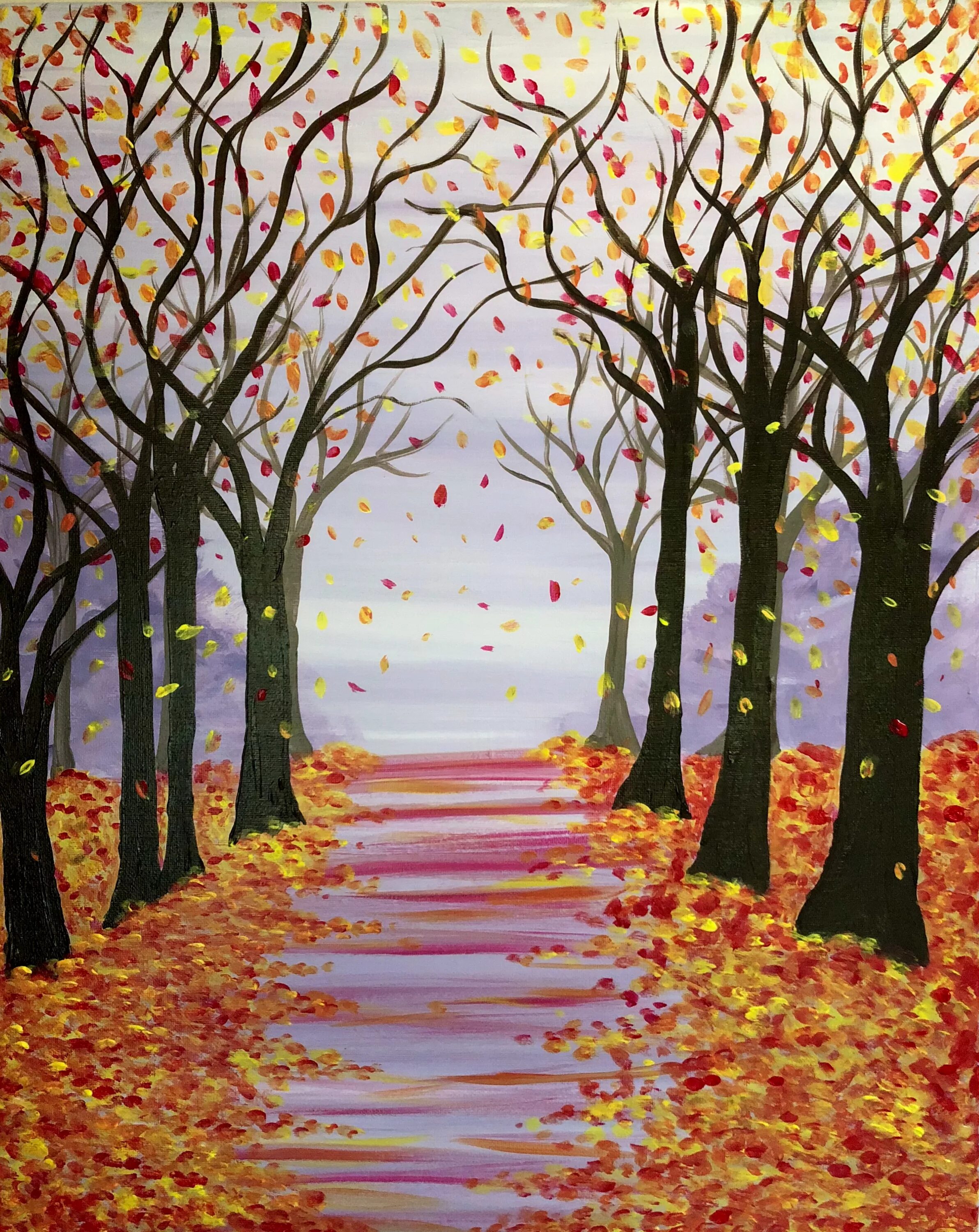 Осень картинки пошагово. Рисунок осень. Пейзаж настроения. Осенняя аллея. Осенний пейзаж гуашью.