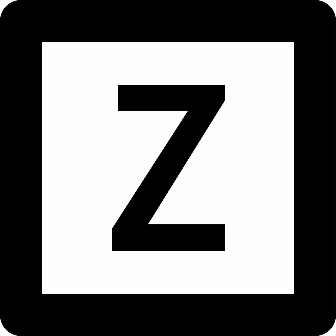 Знак z. Символ z. Буква z. Буква z на белом фоне.