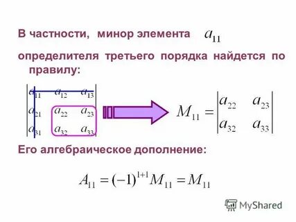 Минор и алгебраическое дополнение элемента