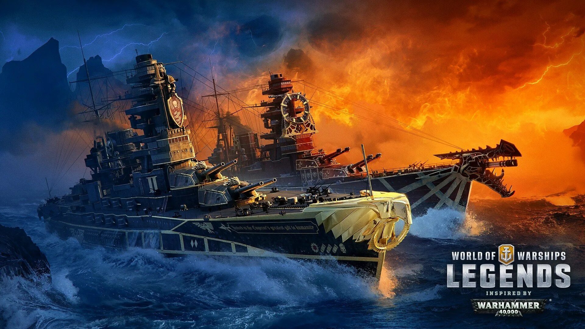 Корабли игра world. Корабли игра World of Warships. Морской бой World of Warships. World of Warships Warhammer 40k. Ворлд оф варшипс вархаммер 40000.