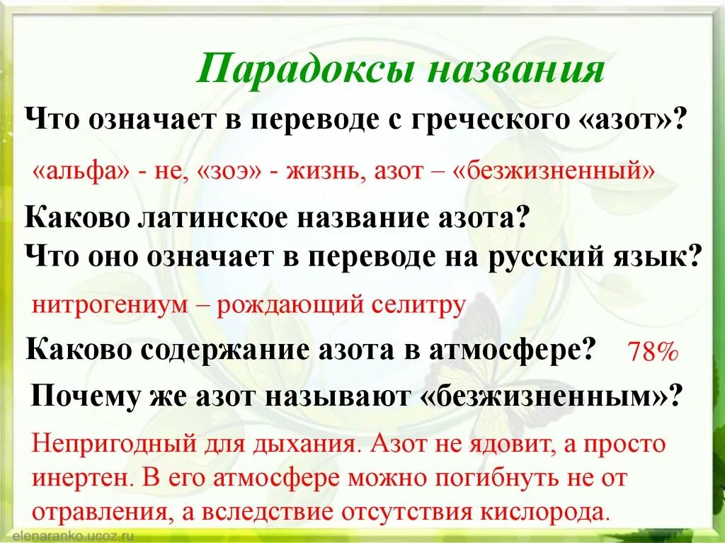 Азот что означает название. Что означает с греческого название азота. Что означает в переводе азот. Почему азот назвали азотом.