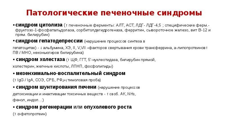 За что отвечают ферменты печени. Лабораторные синдромы при патологии печени. Ферменты при патологии печени. Секреторные ферменты печени биохимия. Печень выделяет ферменты.