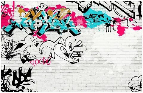Фотообои Уютная стена "Граффити на кирпичной стене" 410х270 см Бе...
