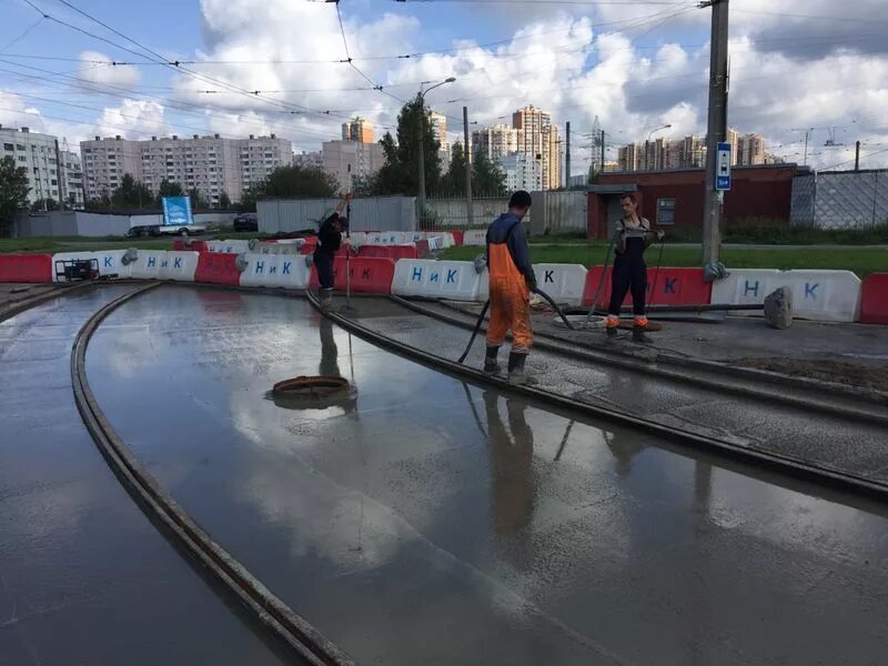 Дирекция транспортного строительства спб. Ремонт трамвайных путей на Авиаконструкторов. Продолжение трамвайных путей на Авиаконструкторов.