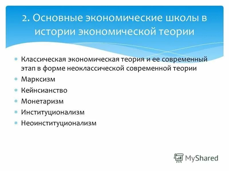 Направления современной экономической политики