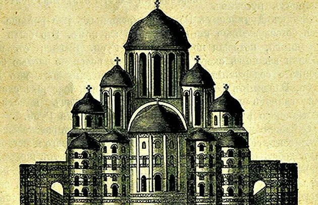 Дмитриевский собор (владимир, 1194-1197 г) план. Собор рождества богородицы десятинный великий новгород. Успенский собор киево-печерского монастыря реконструкция. Десятинная церковь в новгороде. Монастырь десятинный рождества богородицы.