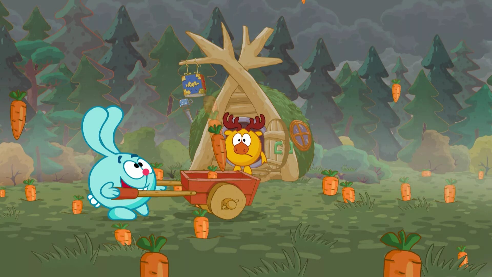 смешарики несколько мелочей на фоне природы. смешарики торнадо. смешарики несколько мелочей на фоне.