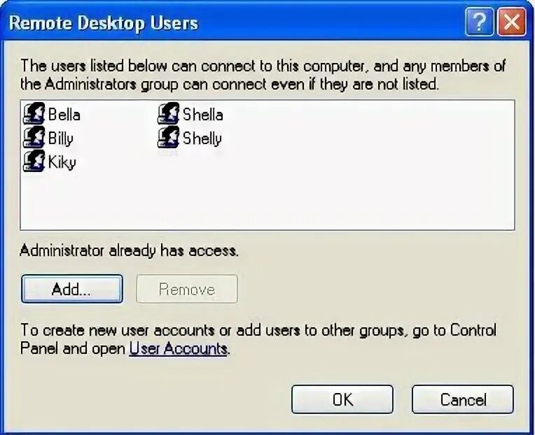 See about dialog. Remote desktop users.