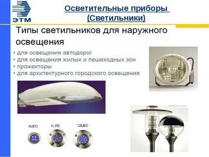 Основные осветительные приборы