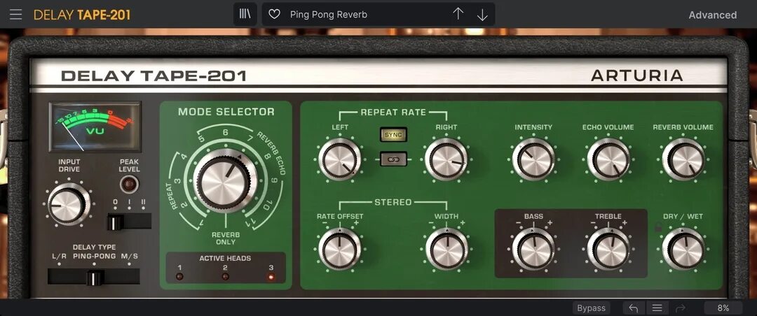 Initial delay. Delay tape-201 (arturia). arturia - fx collection 3. delay vst. delay tape 201.