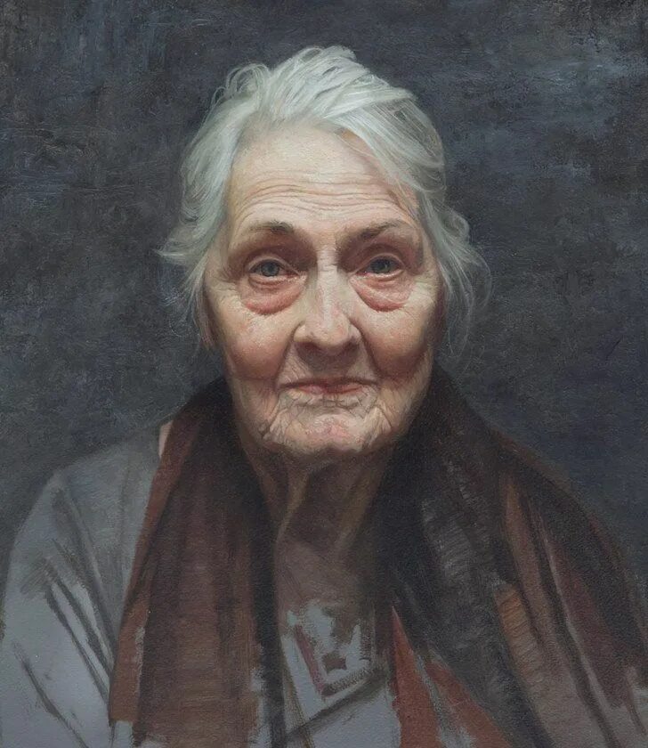 Old woman 18. Дэвид Джон Кассан картины. Портрет. Портрет пожилой женщины.