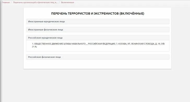 Навальный в списке экстремистов. Список экстремистов и террористов физические лица.