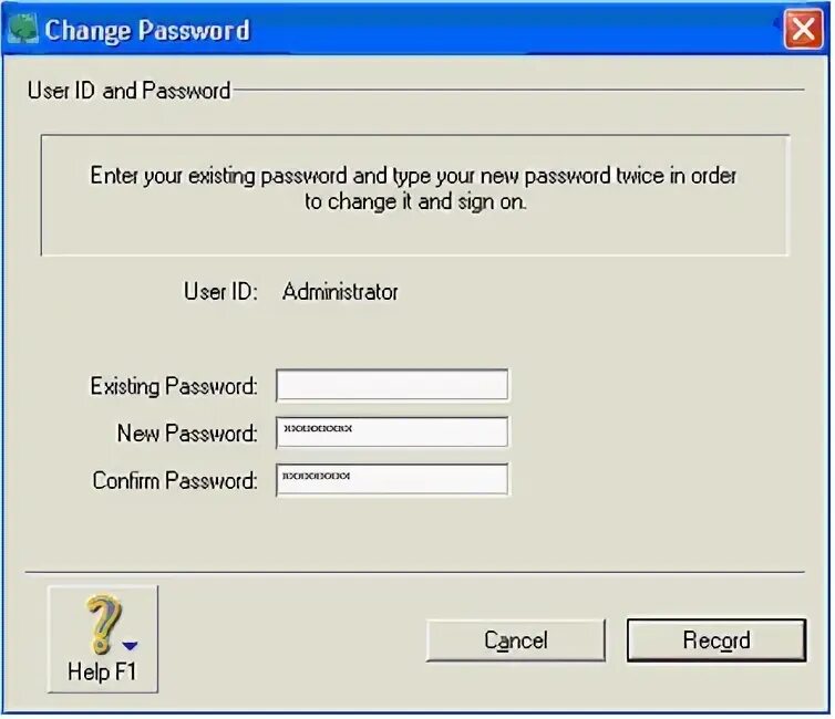 Existing password. Existed password.