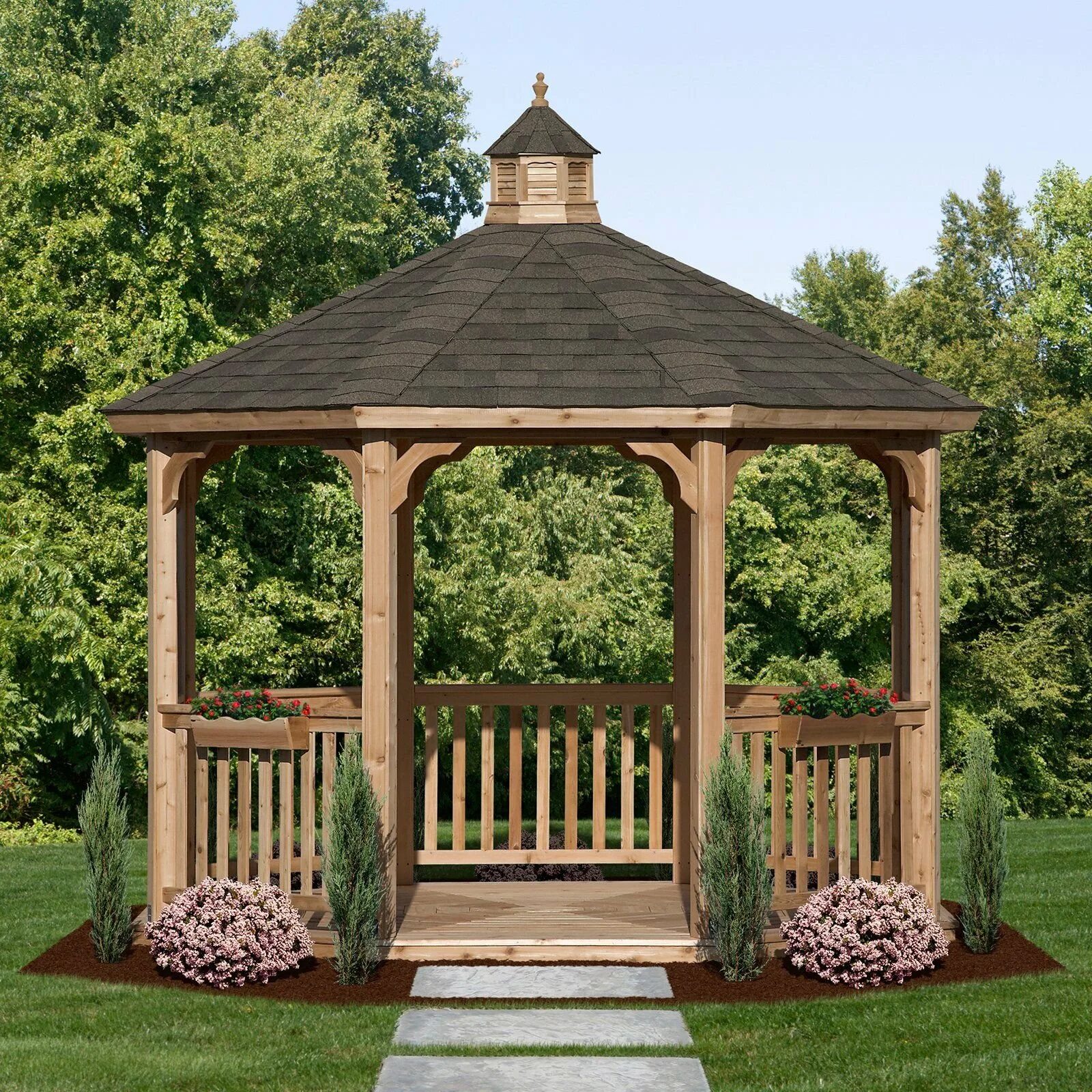 Голубая беседка деревянная. Wooden Gazebo беседки. Ротонда шестиугольная. Беседка шестигранная 3м.