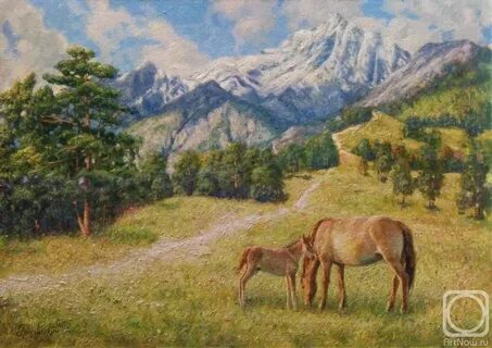 Пейзаж человек и животное