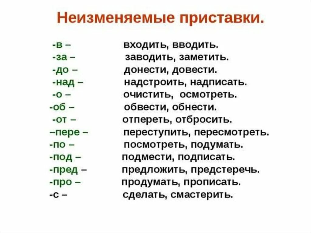 Значение приставки в слове выписать. Слова с приставкой с примеры. Слова с неизменяемыми приставками. Приставки в русском языке примеры. Слова с неизменяемыми приставками примеры.