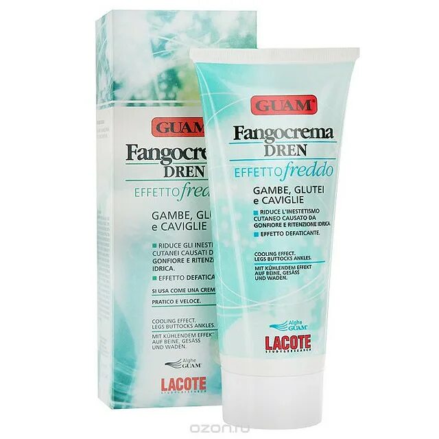Гель против отеков ног. Guam crema effetto freddo. guam крем fangocrema effeto fresco для тела с освежающим эффектом на основе грязи. guam крем fangocrema dren gambe glutei cream против отёков с дренажным эффектом для тела. guam гель для ног duo против отёков с охлаждающим эффектом.