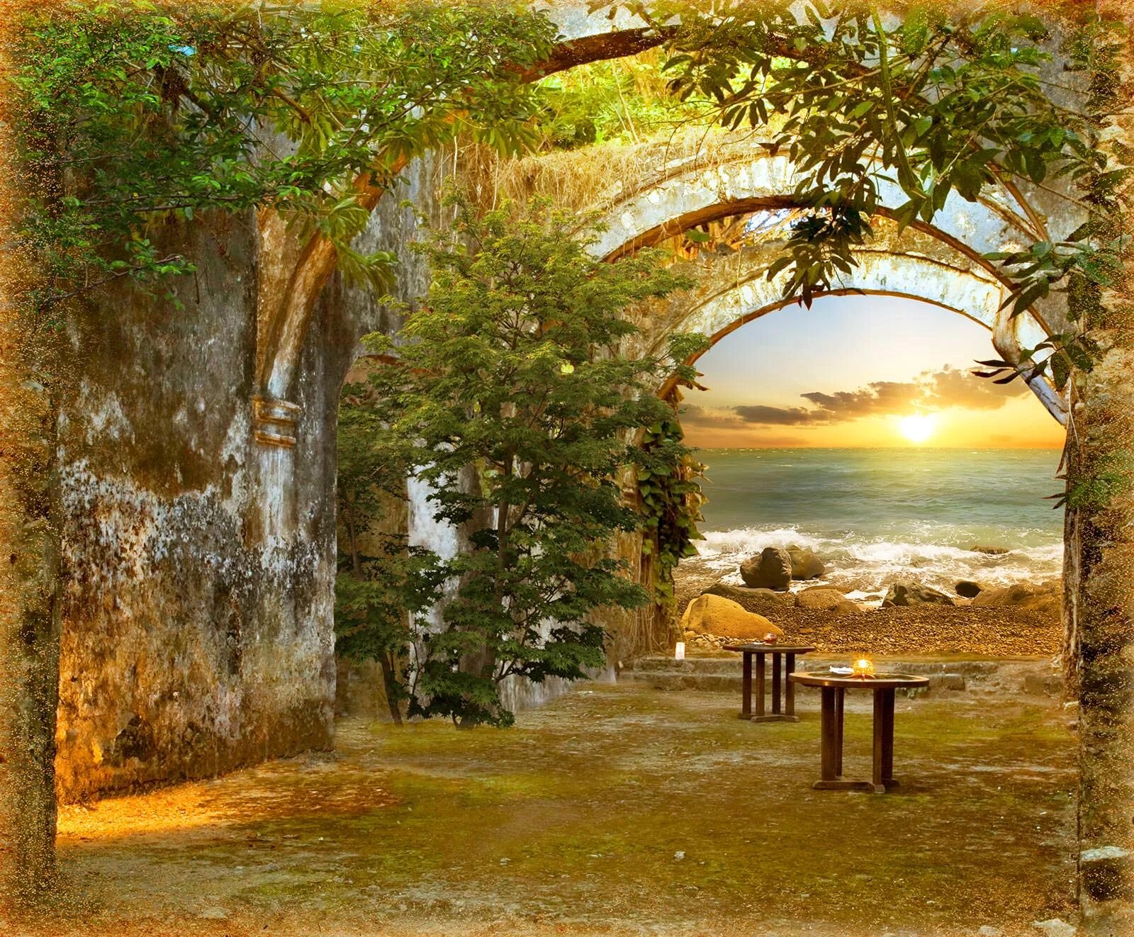 Солнечная арка. Арка Панормо каменная Греция. Арка в море. Старинная арка. Фреска арка.