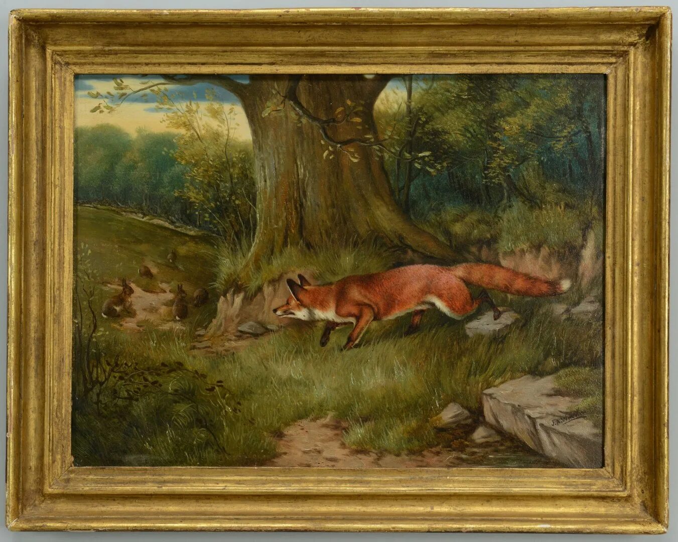Фокс Хантинг. Rabbit охота картина. Художник Henry Hintermeister 1897 1972. Fox hunting