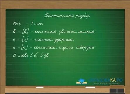 Звукобуквенный разбор слова век