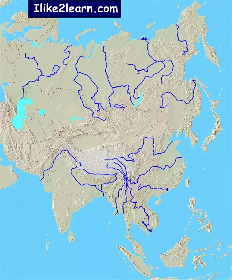 Реки Азии на карте. Крупные реки Азии на карте. Крупнейшие реки Азии на карте. Реки Евразии на карте. Реки и озера азии