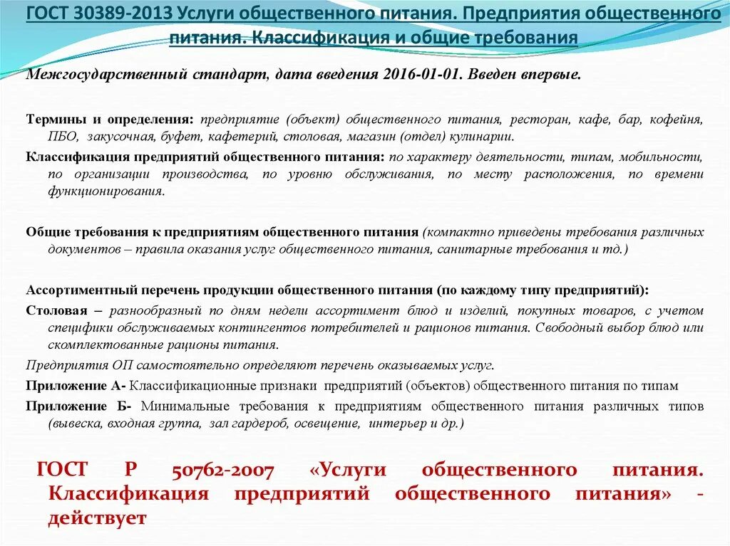 Услуги общественного питания общие требования