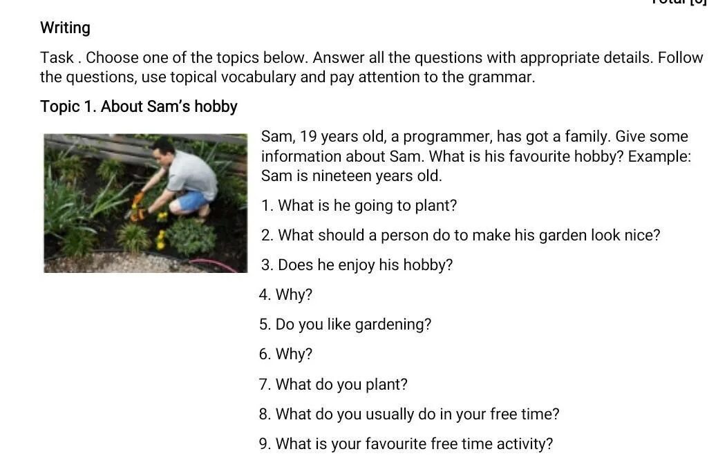 Connect the questions. Choose one of the topics below. Task 3 answer the questions. Task 2 answer the questions. All questions answered.