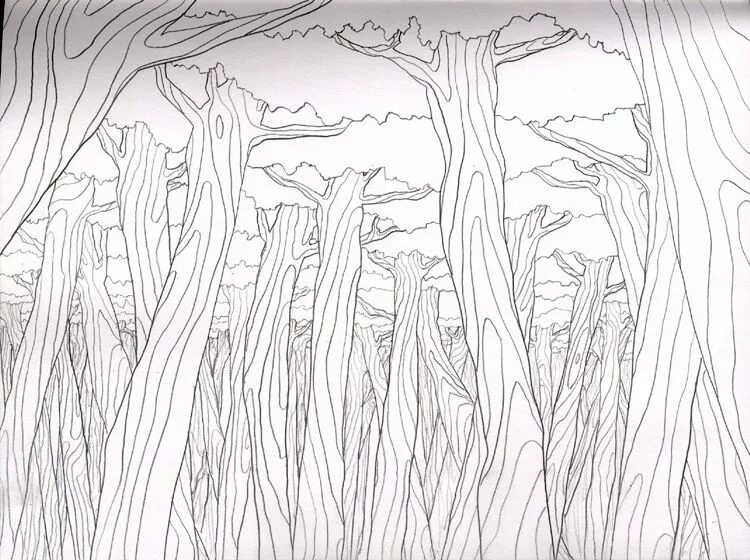 Линии 6 15. Лайнарт природа. Лес лайнарт. Рисунок из линий 6 класс. Лайн арт пейзаж.