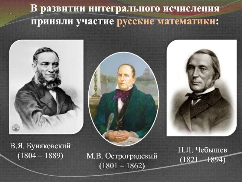 П п 1889. В.Я.Буняковский (1804—1889), п.л.Чебышев (1821—1894. П.Л.Чебышев (1821—1894. В. Я. Буняковский (1804-1889).