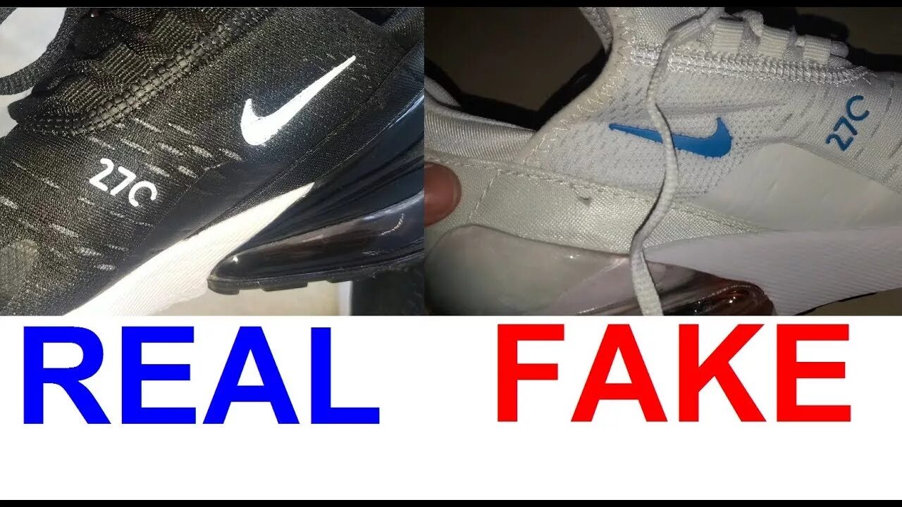 Nike air как отличить подделку от оригинала. Бирка Nike Air Max 270. Nike Air Max 27c. Nike Air Max fake and Original.