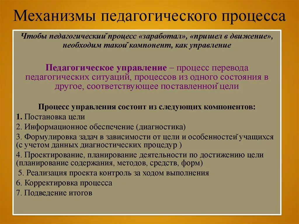 Воспитательные организации определение. Механизмы педагогической деятельности. Механизм это в педагогике. Педагогический процесс это процесс. Механизм реализации воспитательного процесса.