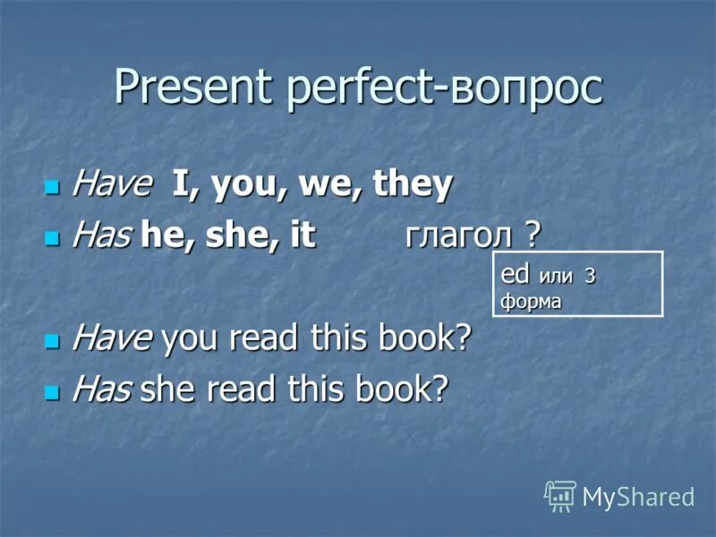 Present perfect вопрос