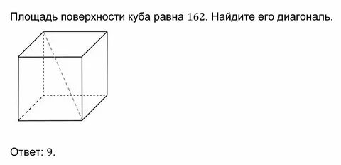 Площадь поверхности куба равна 24 найдите