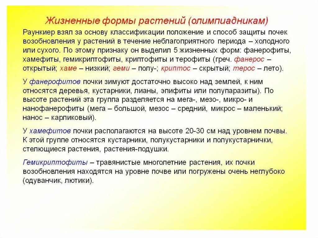 Классификация жизненных форм растений по Раункиеру. Требования к расписанию занятий. Требования к расписанию в начальной школе. Требования к расписанию занятий в школе.