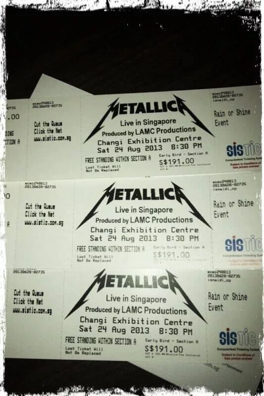 All the concert tickets already. Metallica ticket. Tickets for Metallica Concerts. Concert ticket. Shining Live Concert.