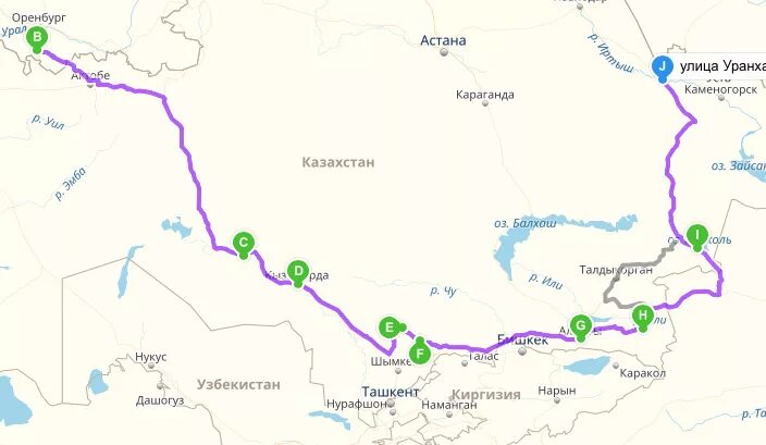 Сколько от оренбурга до казахстана