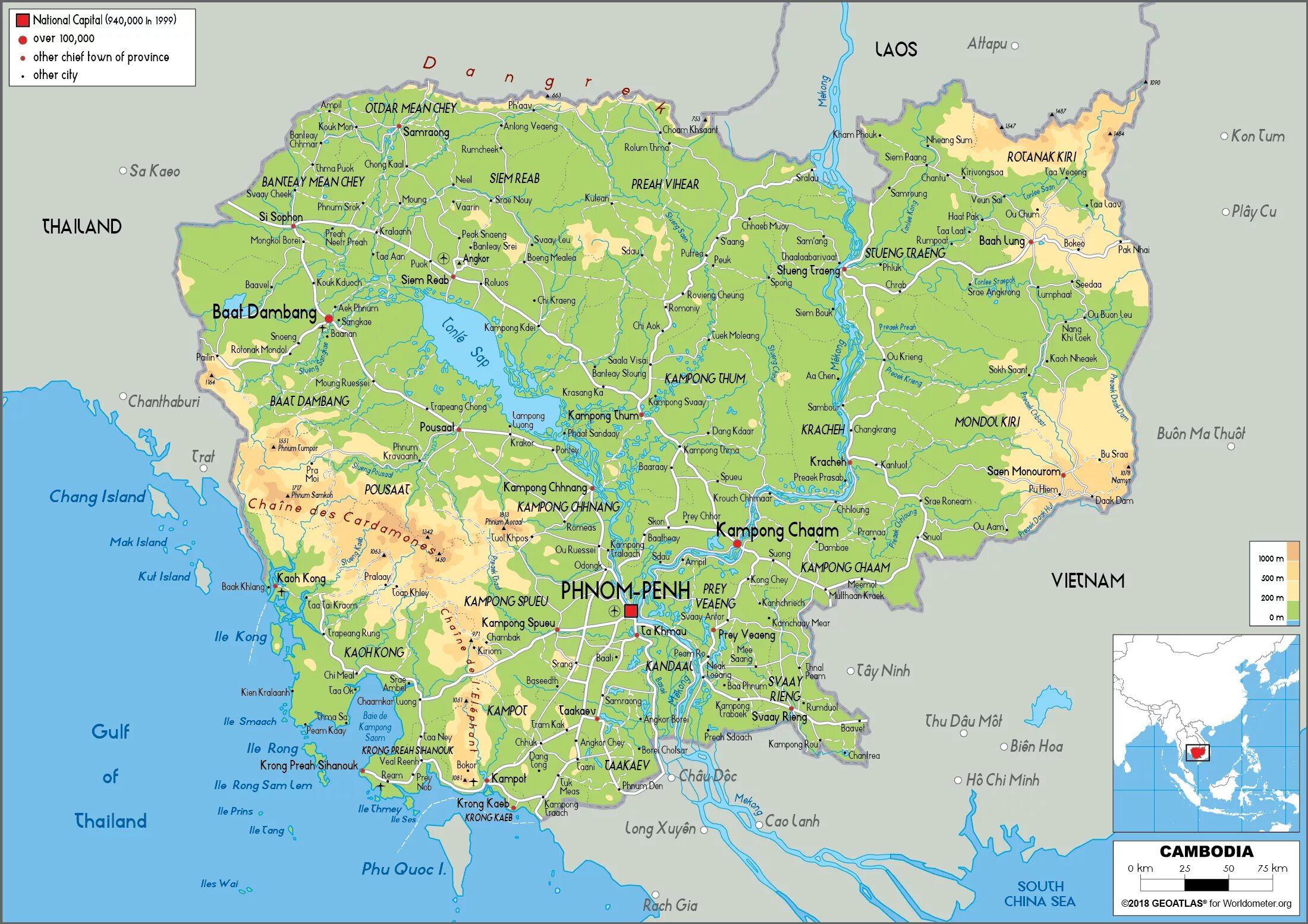 В какой стране находится камбоджи. Китай и Камбоджа на карте. Карта Камбоджи географическая.