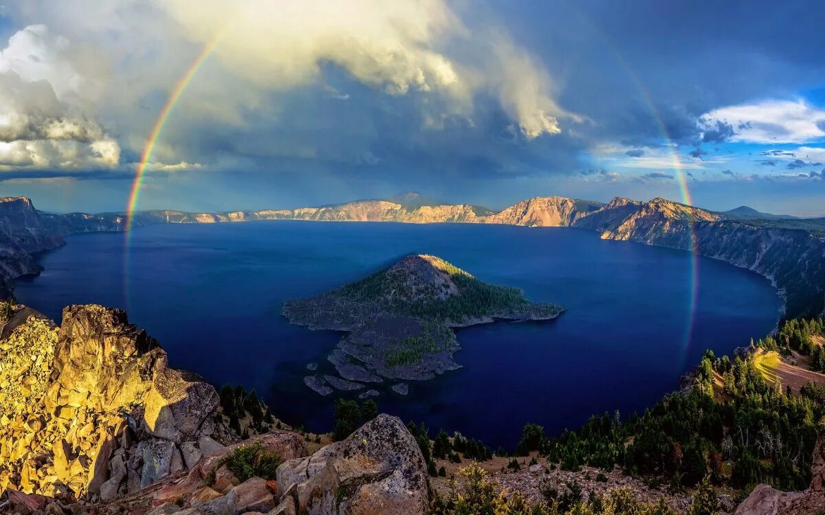 Где всего прекрасней на земле. Озеро Крейтер, штат Орегон, США. Орегон Крейтер Лейк. Кратерное озеро, Орегон, США. Озеро Крейтер остров.
