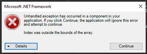 Exception error occurred