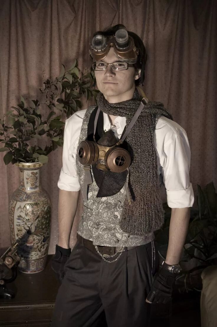 Stylish Steamgoth Couple in Complementary Costumes (gothic victorian steampunk m