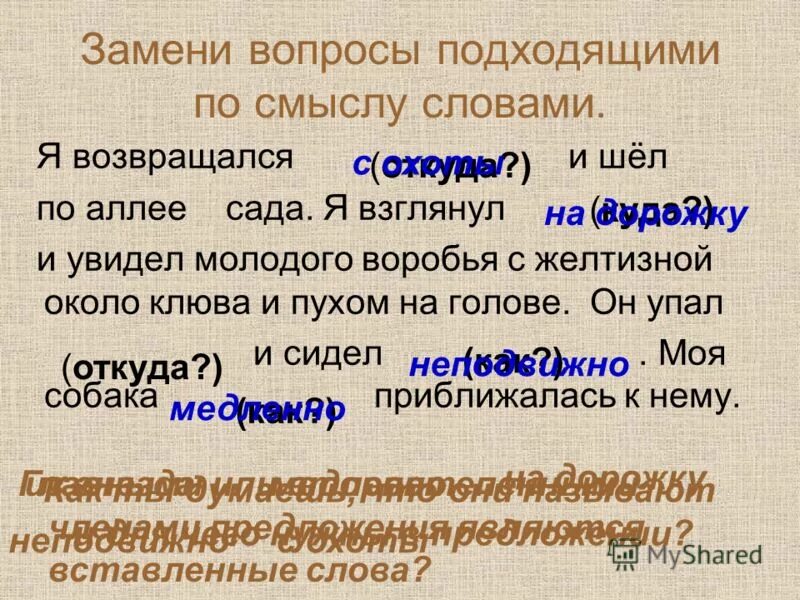 Во всех смыслах этого слова. Подойти к вопросу как. Чем заменяется вопрос. Я возвращался с охоты и шел по аллее сада синтаксический разбор. Я возвращаюсь с охоты и шел по аллее сада разбор предложения.