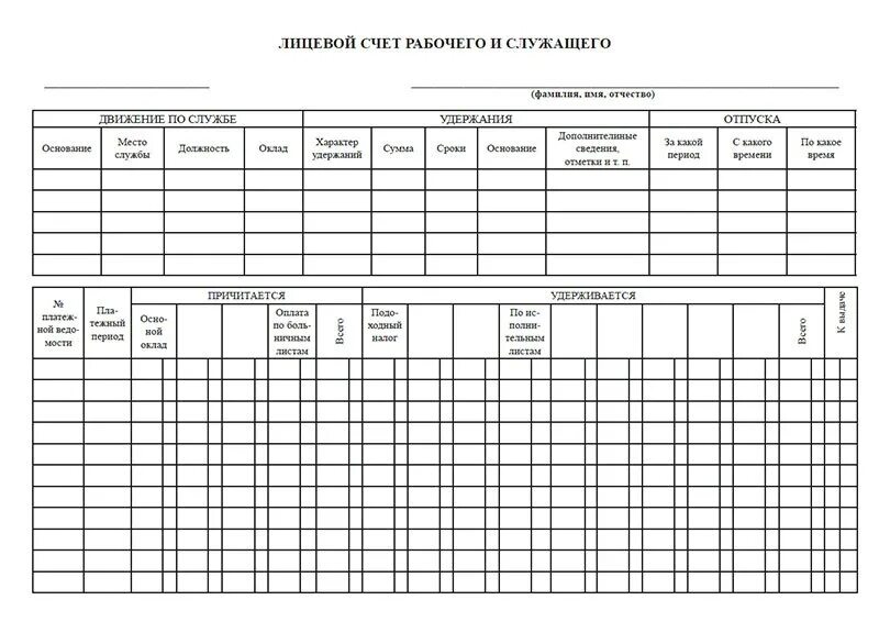 Как заполнить лицевой счет. Форма лицевого счета по заработной плате. Лицевые счета и ведомости на выдачу заработной платы. Лицевой счет работника форма. Лицевая карточка работника по зарплате образец.