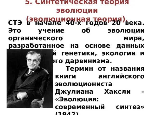 Теория органического развития. Синтетическая теория эволюции это в биологии.