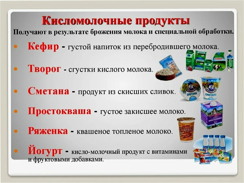 Какие есть кисломолочные продукты